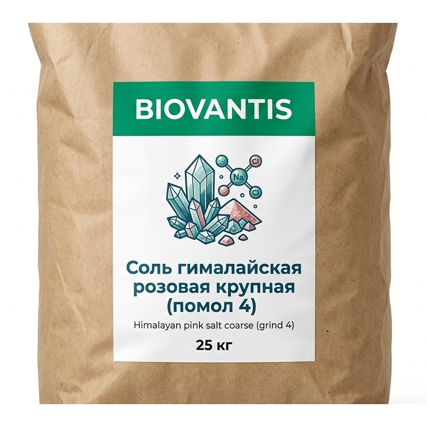 Соль гималайская розовая крупная (помол 4) — упаковка